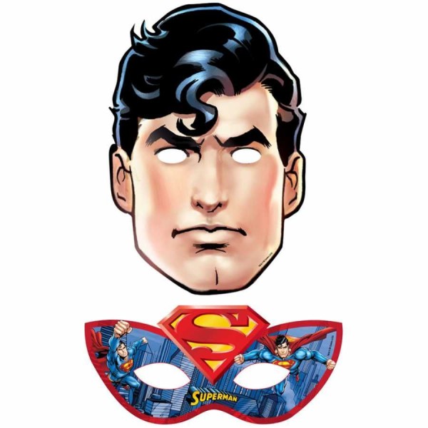 toptan-xml-dropshipping-Superman Temalı Karton Maske 6 lı Paket