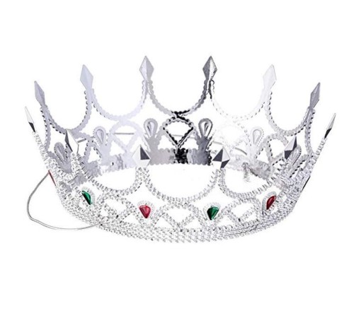 toptan-xml-dropshipping-Taşlı Rönesans Kostümlü Kraliyet Ortaçağ Gümüş Kraliçe Prenses Tacı