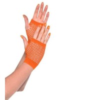 Turuncu Renk Kısa Boy Fileli Örgü Eldiven