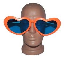 Turuncu Renk Mega Boy Jumbo Kalp Şekilli Parti Gözlüğü