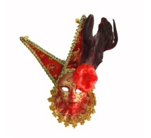 Tüylü Dekoratif Seramaik Maske Kırmızı Renk