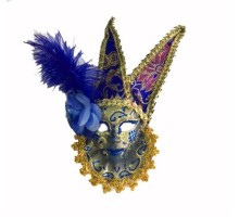 Tüylü Dekoratif Seramaik Maske Mavi Renk