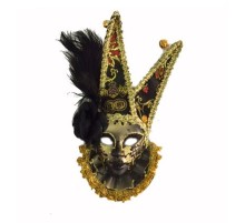 Tüylü Dekoratif Seramaik Maske Siyah Renk