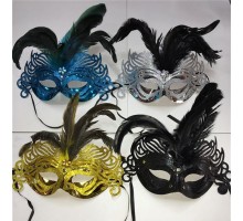 Tüylü Simli Kelebek Parti Maskesi Karışık Renk 12 Adet