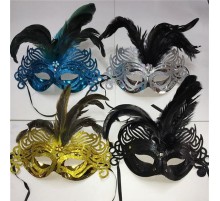 Tüylü Simli Kelebek Parti Maskesi Karışık Renk 12 Adet