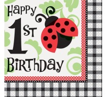 Uğur Böceği Temalı 1 Yaş Doğum Günü Partisi Peçetesi 16 Adet