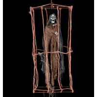 Ürpertici Scary Halloween Sesli Hareketli Sensörlü Siyah Kuru Kafa Dekor 90 cm
