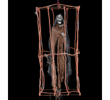 Ürpertici Scary Halloween Sesli Hareketli Sensörlü Siyah Kuru Kafa Dekor 90 cm