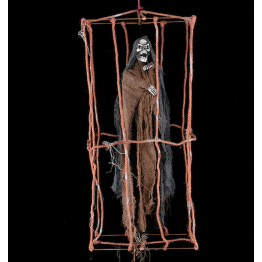 Ürpertici Scary Halloween Sesli Hareketli Sensörlü Siyah Kuru Kafa Dekor 90 cm