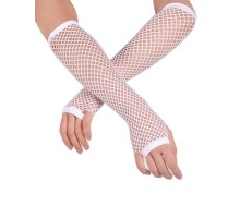 Uzun File Örgü Eldiven Beyaz Renk