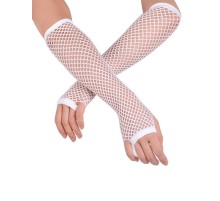 Uzun File Örgü Eldiven Beyaz Renk