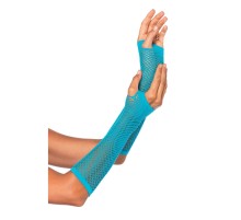 Uzun File Örgü Eldiven Turkuaz Renk