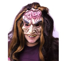 Uzun Saçlı Yarım Surat Beyin Figürlü Lateks Et Maske