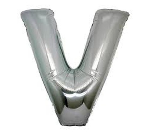 toptan-xml-dropshipping-V Harf Folyo Balon Gümüş Renk  40 inç