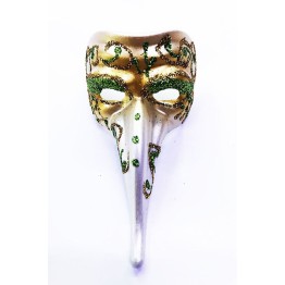 Yeşil Renk İşlemeli Seramik Malzemeden İmal Venedik Uzun Maske Magnet