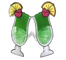 Yeşil Renk Kokteyl Temalı Yılbaşı Parti Gözlüğü