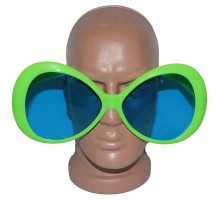 Yeşil Renk Mega Boy Oval Yuvarlak Parti Gözlüğü