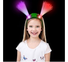 Yeşil Renk Taçlı Fiber Optik Rengarenk Işıklı Parti Tacı