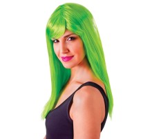 Yeşil Renk Uzun Düz Parti Peruğu