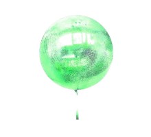 Yeşil Simli Yuvarlak Şeffaf Balon 24 İnç