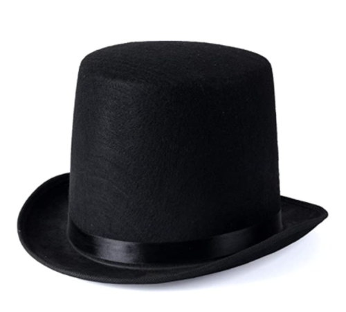 toptan-xml-dropshipping-Yetişkinler İçin Siyah Renk Ringmaster Sihirbaz Şapkası Fötr Şapka 12 cm