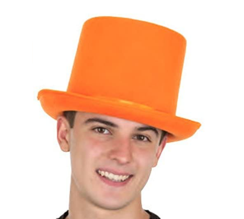toptan-xml-dropshipping-Yetişkinler İçin Turuncu Renk Ringmaster Sihirbaz Şapkası Fötr Şapka