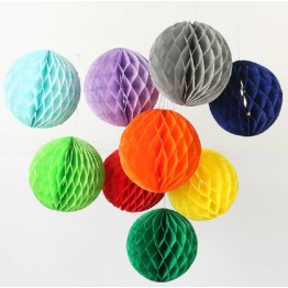 Yuvarlak Şekil Kağıt Fener Süs 20 cm 5 Adet- Renkleri sarı ve Turuncu