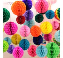 Yuvarlak Şekil Kağıt Fener Süs 25 cm 4 Adet