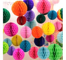 Yuvarlak Şekil Kağıt Fener Süs 25 cm 4 Adet