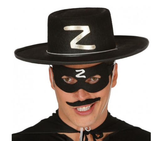 toptan-xml-dropshipping-Z Logolu Yetişkin Zorro Şapkası ve Zorro Maskesi