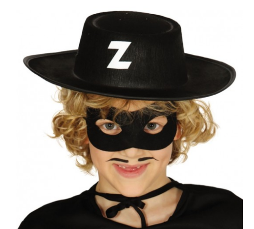 toptan-xml-dropshipping-Z Logolu Zorro Şapkası ve Zorro Maskesi Çocuk Boy