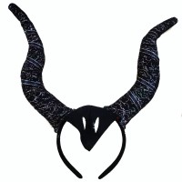 Siyah Renk Mega Boy Motif İşleme Boynuzlu Tasarımlı Mega Malefiz Tacı 30x28 cm