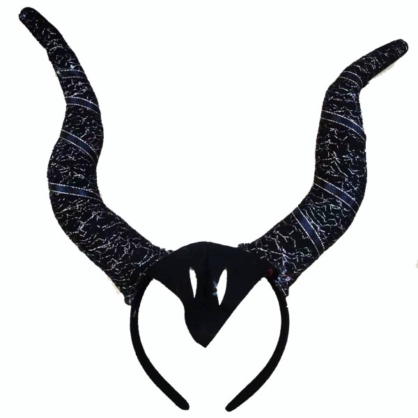 Siyah Renk Mega Boy Motif İşleme Boynuzlu Tasarımlı Mega Malefiz Tacı 30x28 cm