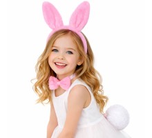 Pembe Full Tavşan Kulak Papyon Kuyruk 3'lü Parti Seti