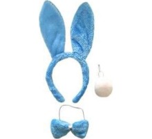 Tavşan Kostüm Seti Taç Papyon Ponpon Kuyruk Mavi