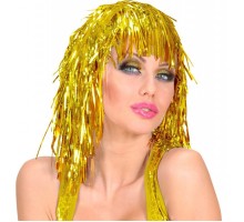 Altın Sarısı Işıltılı Metalize Parti Peruğu