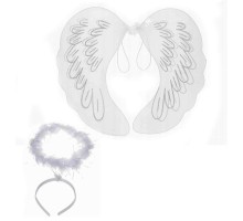 Beyaz Dantel Tüllü Peri Kanadı ve Peri Tacı Seti 45x40 cm