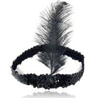 Siyah Renk Çarliston Başlık 90 lı Yıllar 80 li Yıllar Tüylü Saç Bandı