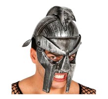 Gladyatör Savaş Kaskı Miğferi İnce Başlık Gümüş Renk