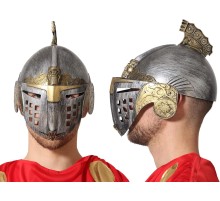 Gümüş Üzeri Altın Renk Oynar Başlıklı Romalı Bizans Kaskı Miğferi 25x20 cm