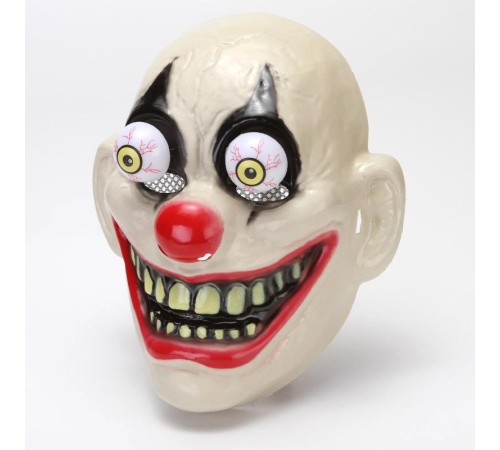 toptan-xml-dropshipping-Oynar Gözlü Lastik Aparatlı Plastik Joker Palyaço Korku Maskesi