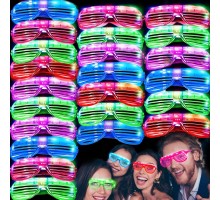 Led Işıklı Pilli Panjur Şekilli Rengarenk Yanıp Sönen Lüks Parti Gözlüğü Karışık 12 Adet