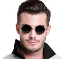 Yuvarlak Cam John Lennon Tarzı Gümüş Çerçeveli Siyah Gözlük