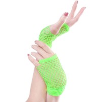 Neon Yeşil Renk Kısa Boy Fileli Örgü Eldiven