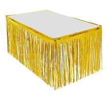 Püsküllü Işıltılı Metalize Altın Renk Masa Eteği 75 cm x 4 m