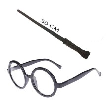 Harry Potter Asası 30 cm ve Siyah Çerçeveli Harry Potter Gözlüğü Seti