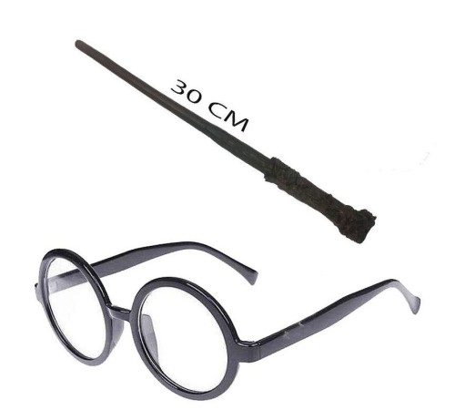 toptan-xml-dropshipping-Harry Potter Asası 30 cm ve Siyah Çerçeveli Harry Potter Gözlüğü Seti