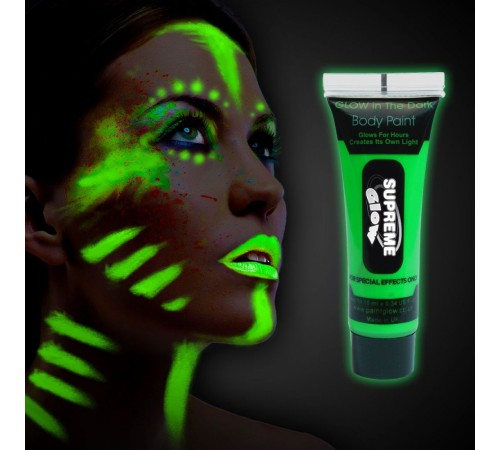 toptan-xml-dropshipping-Karanlıkta Parlayan Fosforlu Neonlu Glow Parti Yüz Boyası Vücut Kremi Yeşil Renk