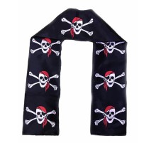 Siyah Renk Korsan Baskılı Atkı Banner Dekor 150x17 cm