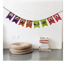 Halloween Baskılı Parti Süslemesi Bayrak Süs Flama 3 Metre